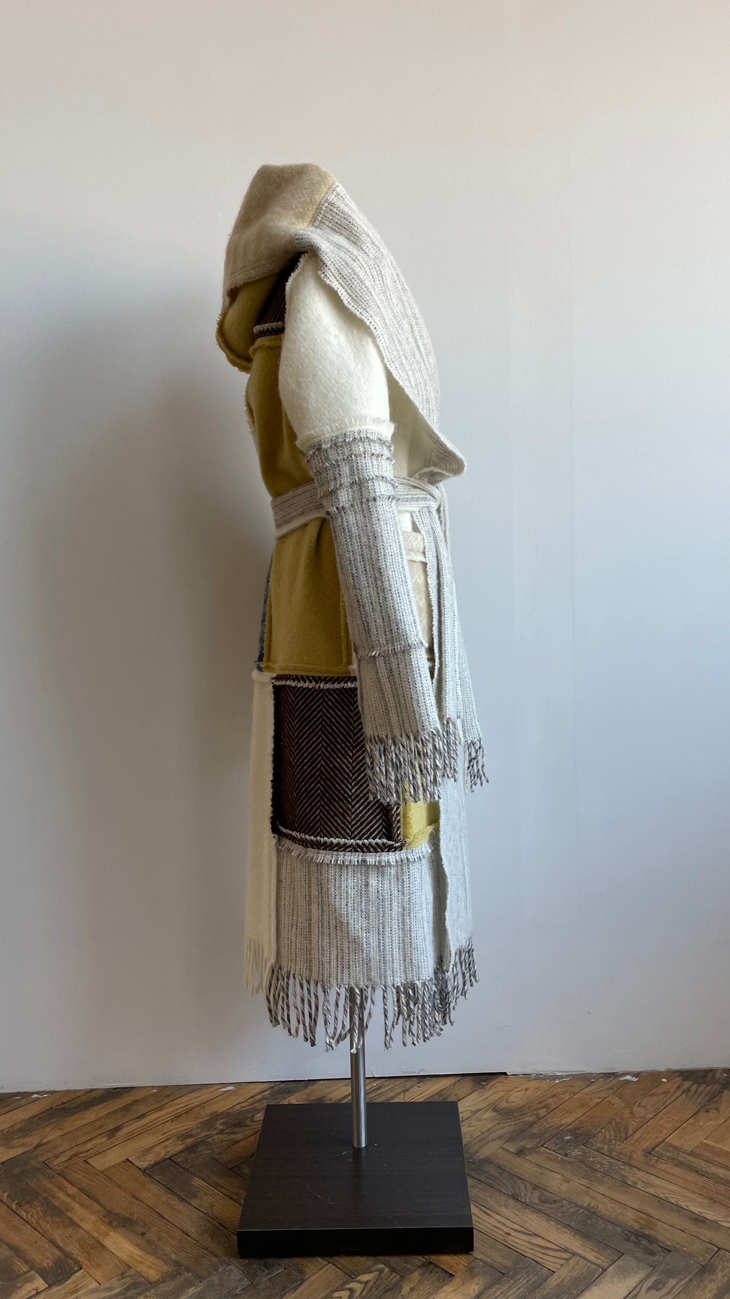 LIEPA Wool maxi coat (Size XS/S) in light colours with pop of yellow and blue