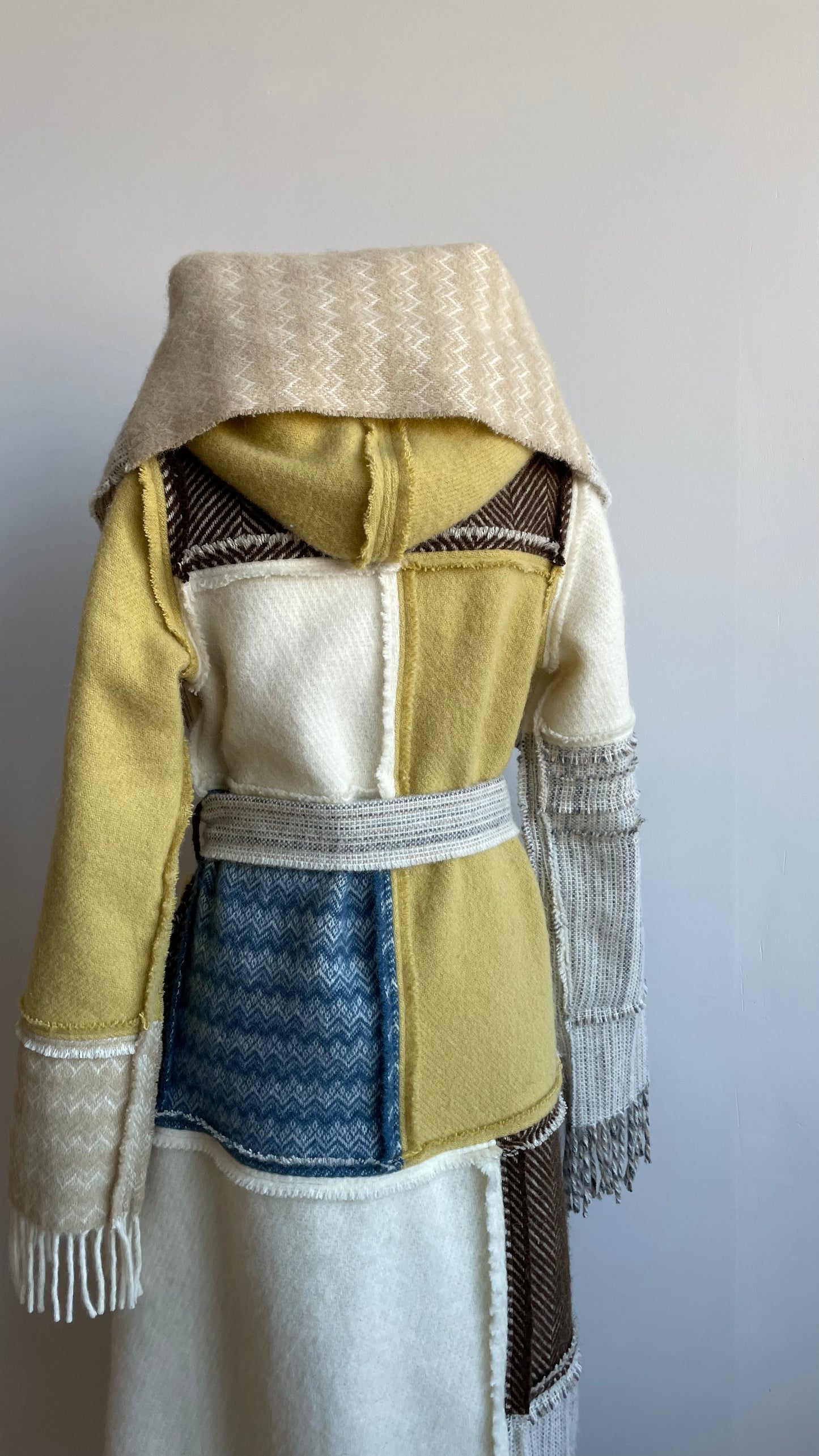 LIEPA Wool maxi coat (Size XS/S) in light colours with pop of yellow and blue