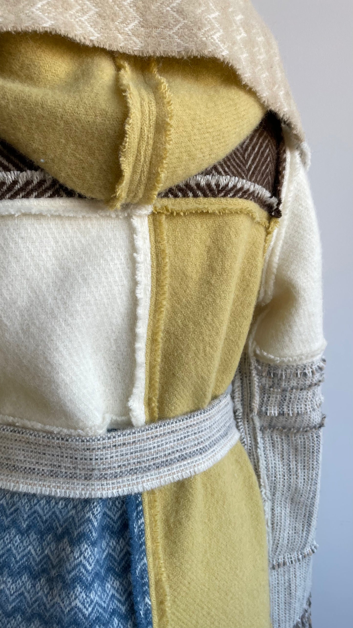 LIEPA Wool maxi coat (Size XS/S) in light colours with pop of yellow and blue