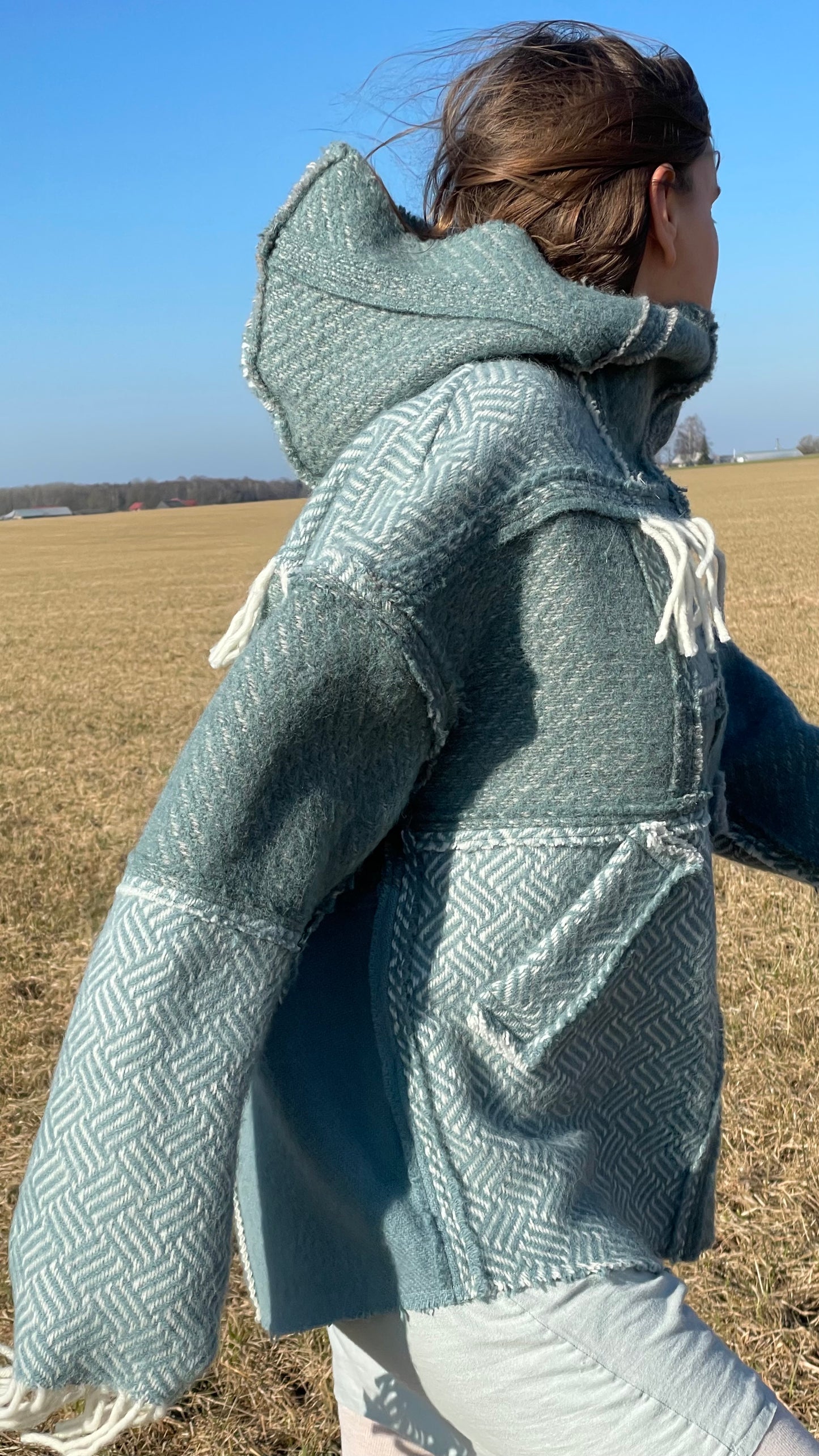 OZOLS Wool Hoodie in dark turquoise (Size XS/XL)
