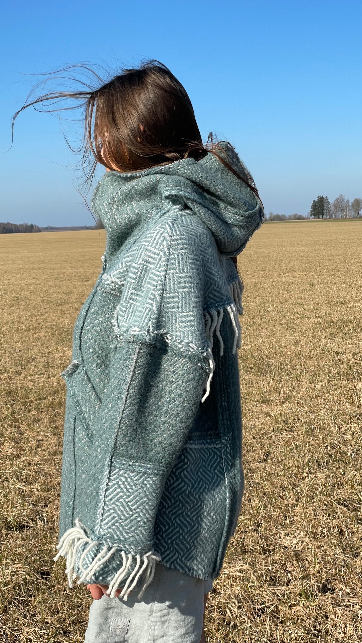 OZOLS Wool Hoodie in dark turquoise (Size XS/XL)
