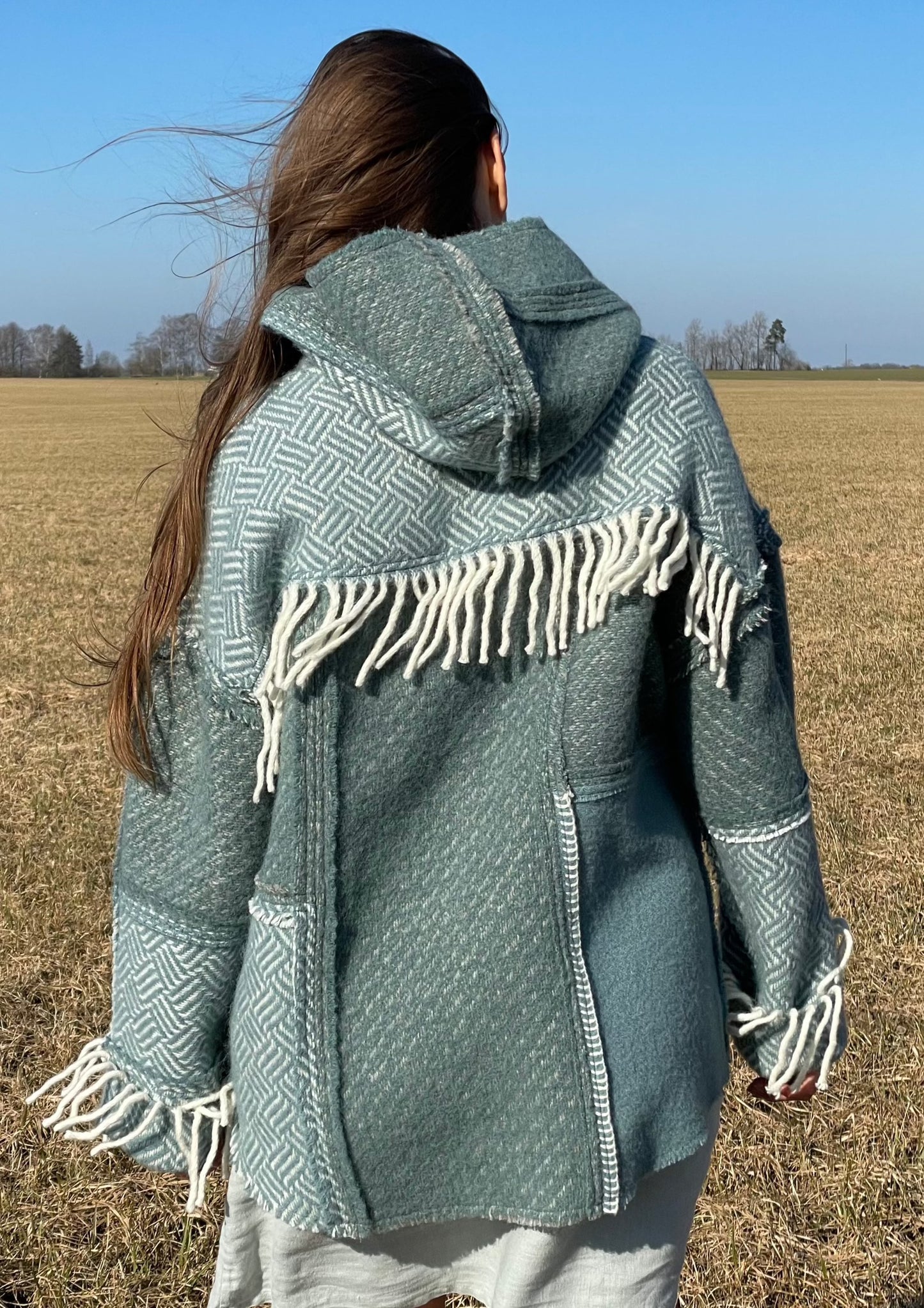 OZOLS Wool Hoodie in dark turquoise (Size XS/XL)