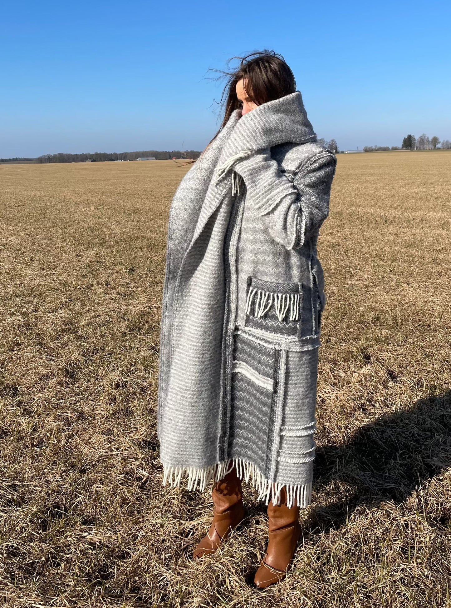 LIEPA Wool maxi coat in grey (Size M/L)