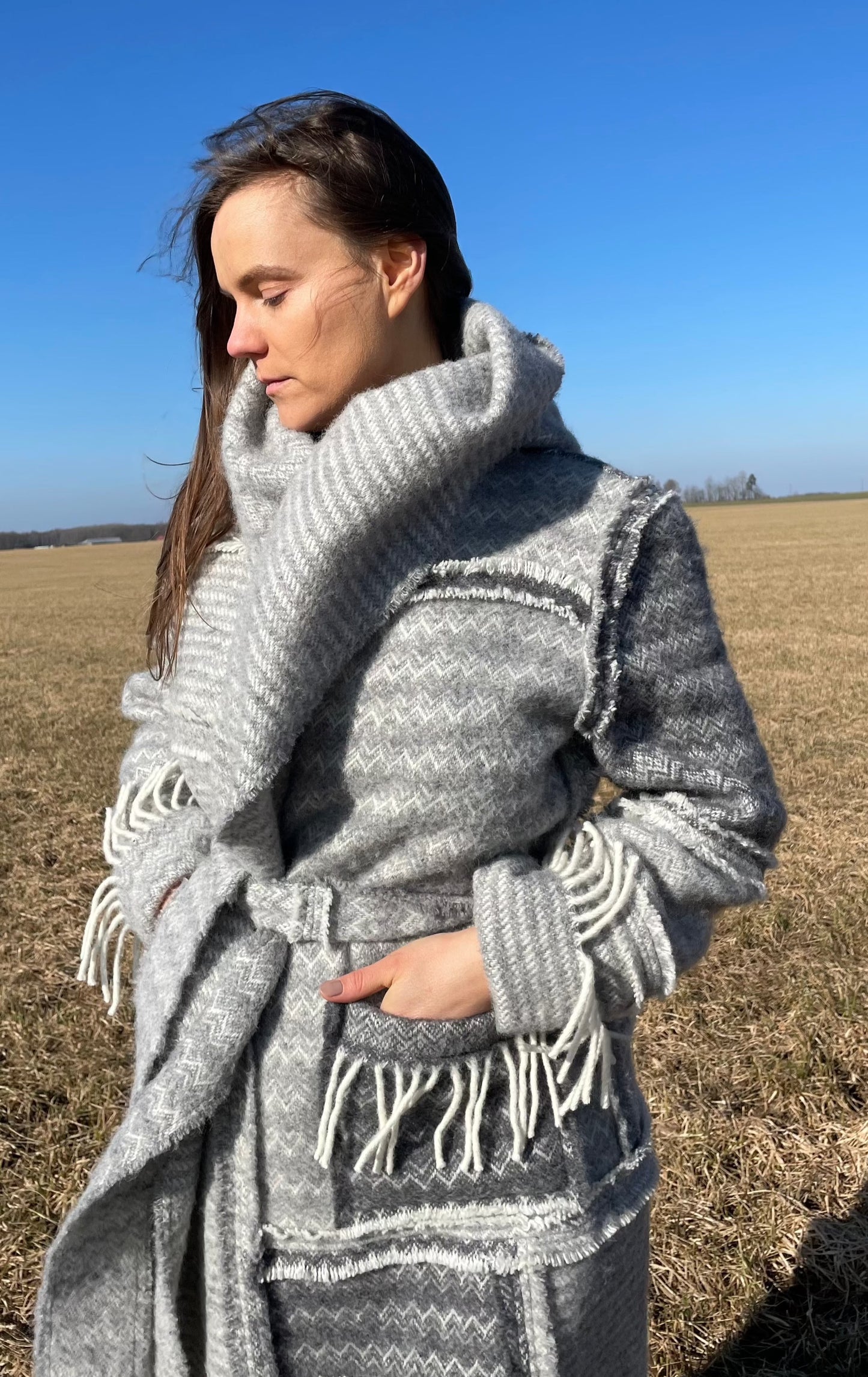 LIEPA Wool maxi coat in grey (Size M/L)