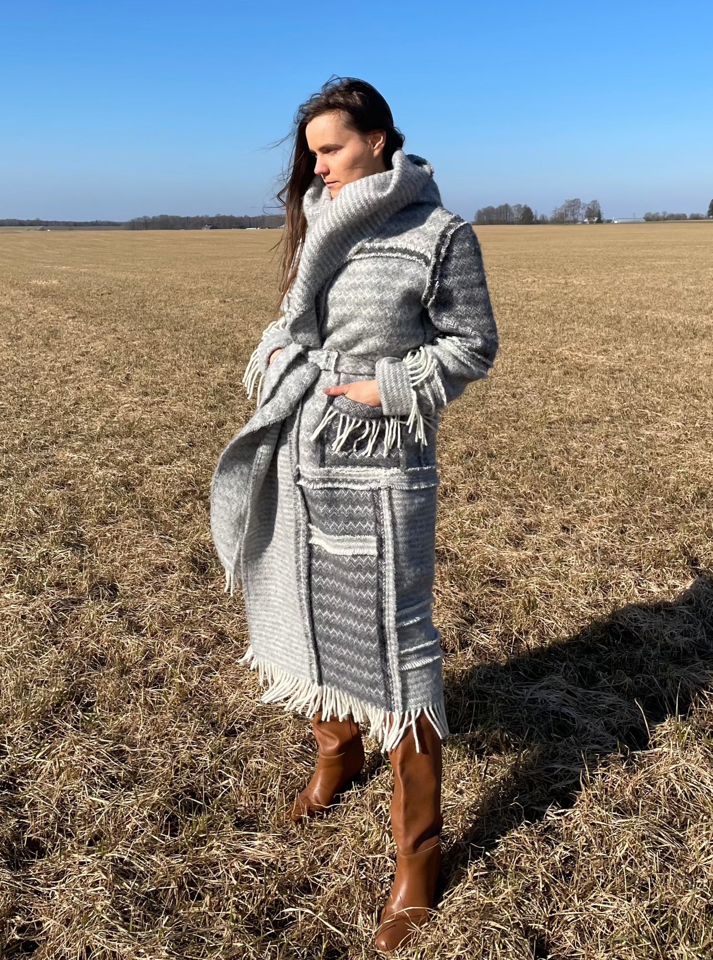 LIEPA Wool maxi coat in grey (Size M/L)