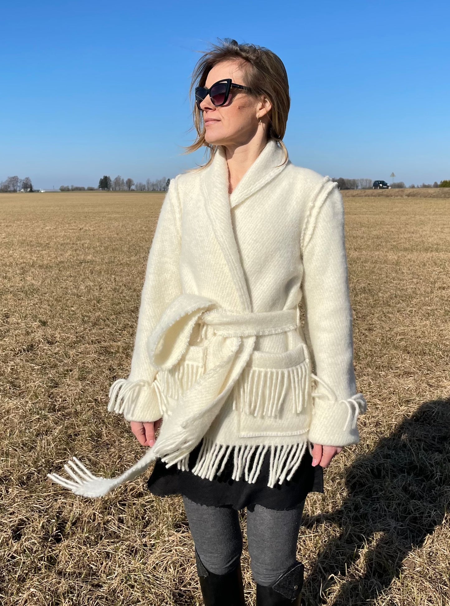IEVA White Short wool coat (Size XS/S)