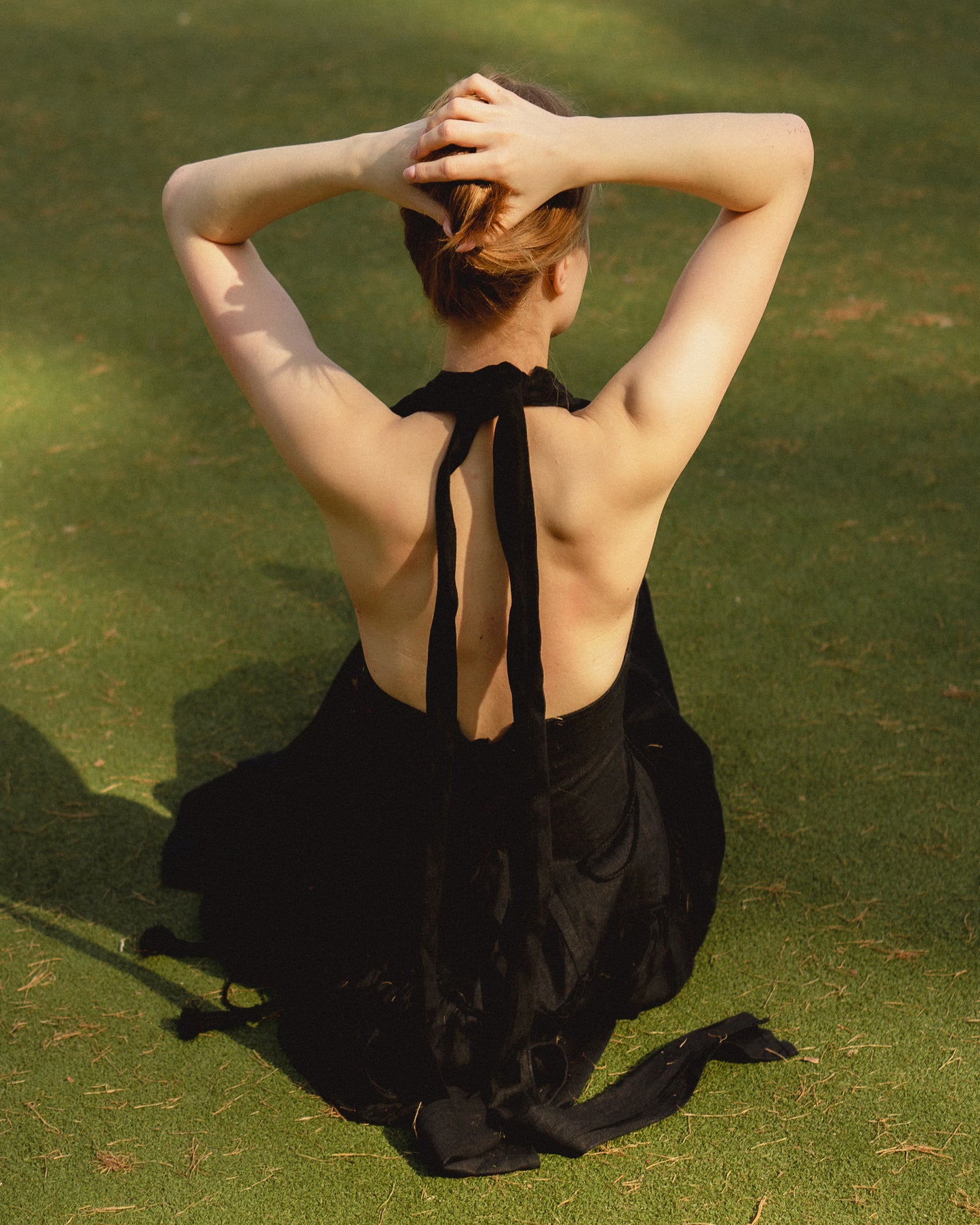BLACK SWAN Linen maxi adjustable corset dress