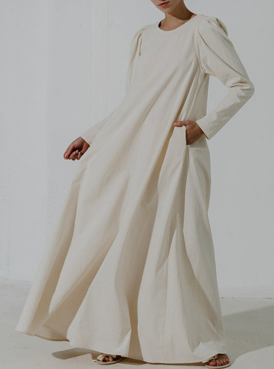KAMUT Elegant maxi dress with subtly puffed sleeves