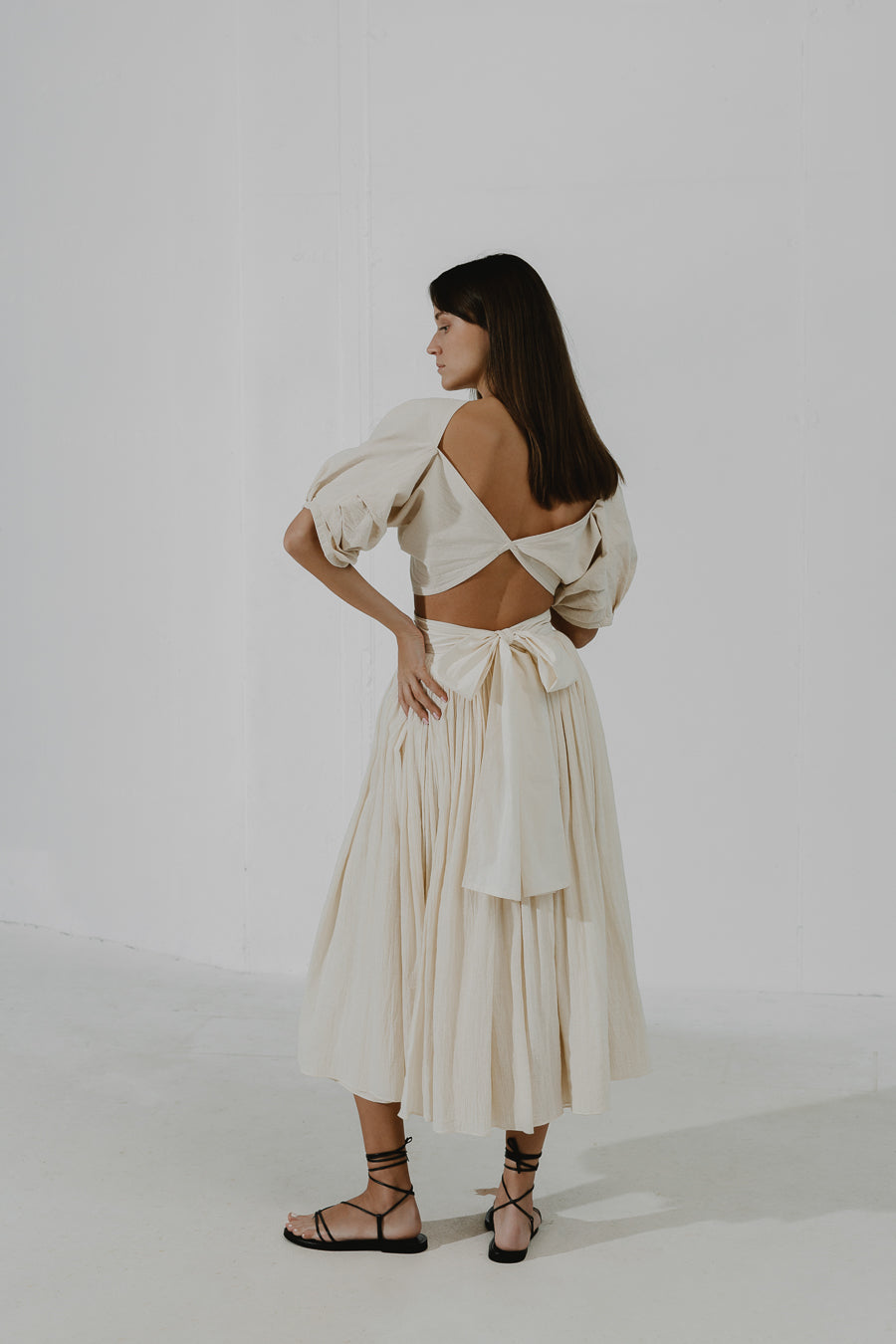 HAZEL  Flowy wrap around high-waist midi skirt